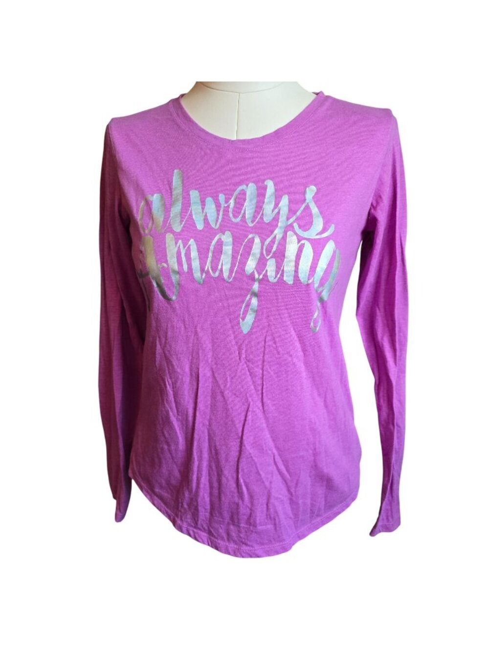 Old Navy Always Amazing Girls Long Sleeve T-Shirt XXL Purple Silver jj3753